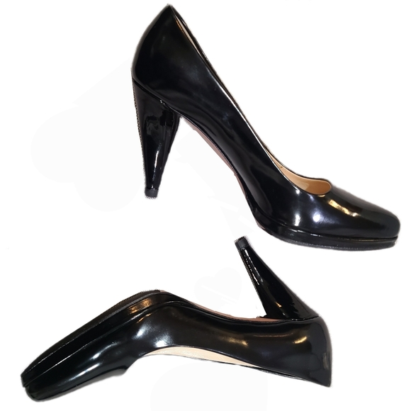 PRADA Patent Leather Pointed Toe Stiletto Heel Classic Platform Pump 36 - Picture 2 of 11